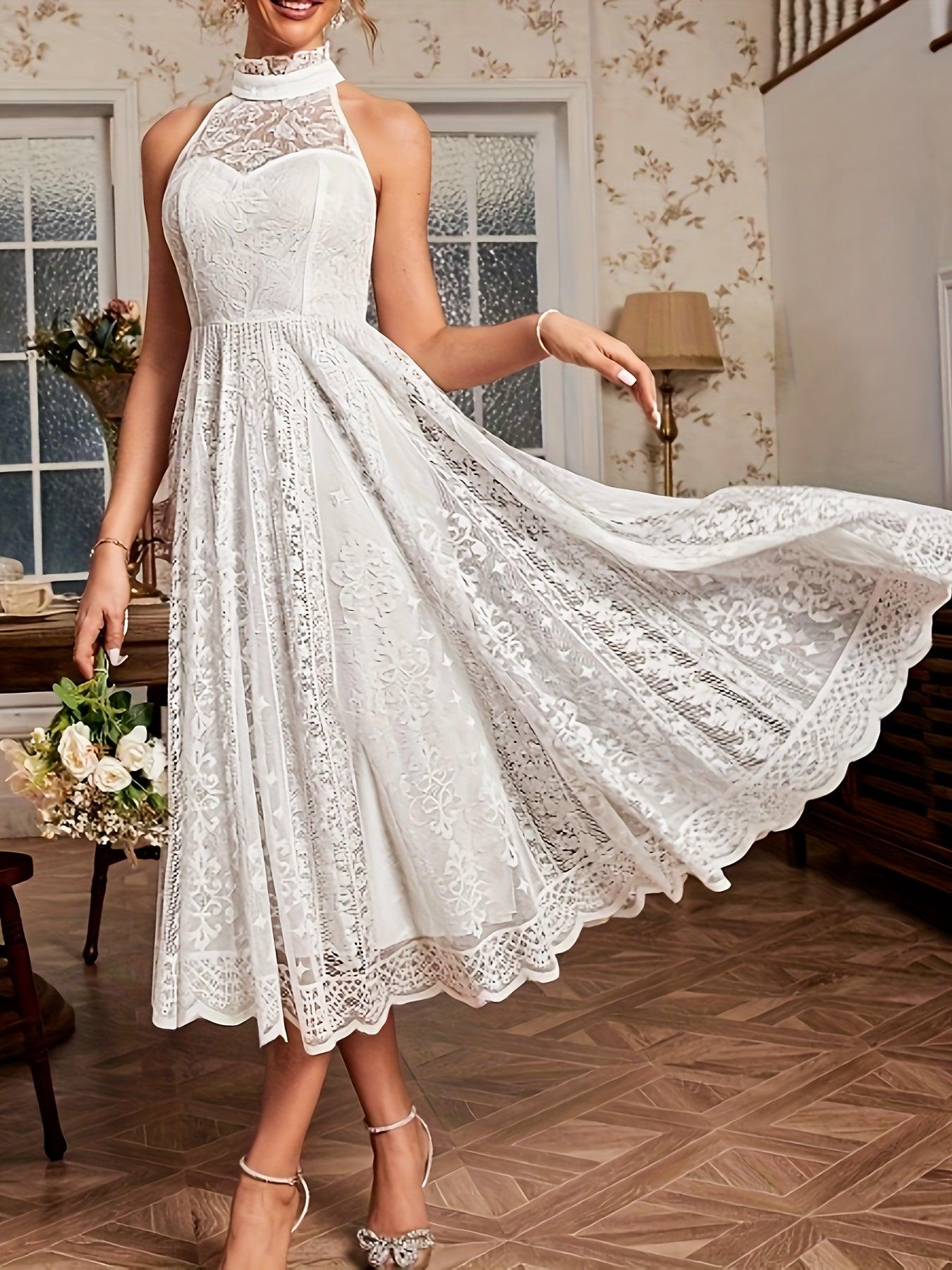 Vestido Aline com Babado sem Mangas