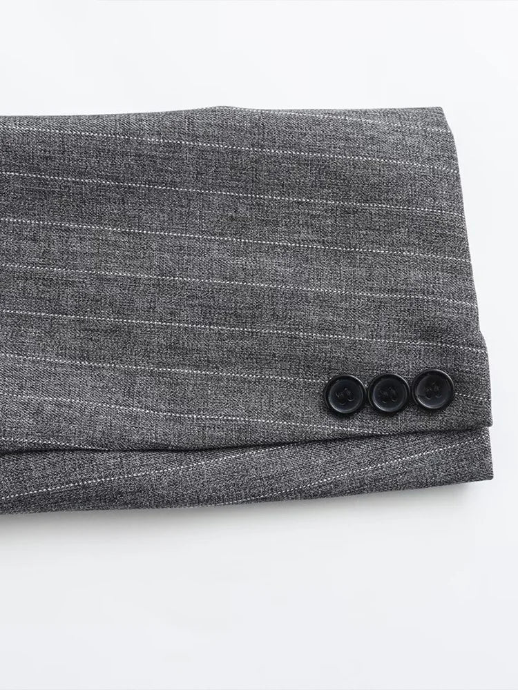 Blazer Cinza Listrado Serenité