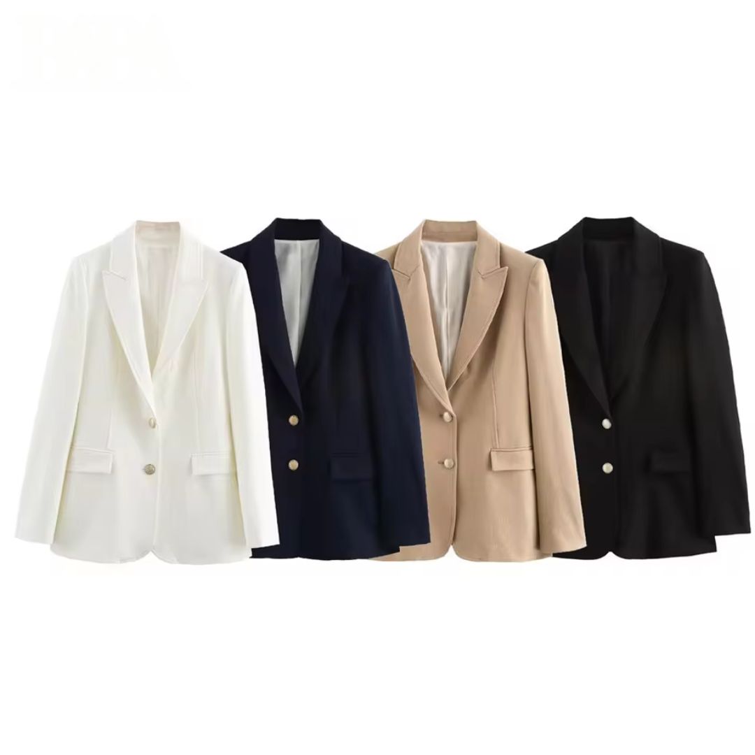 Blazer Feminino Slim Botões Dourados