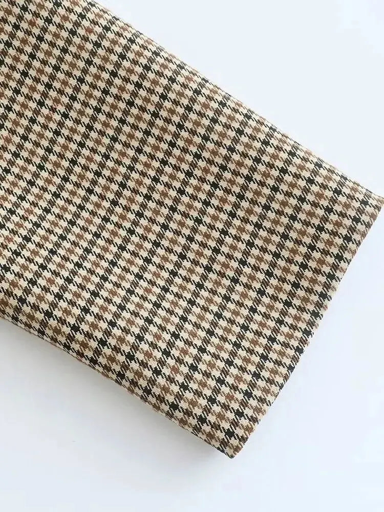 Blazer Feminino Trespassado Xadrez Bolsos