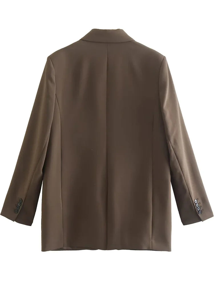 Blazer Marrom Botão Único Essence