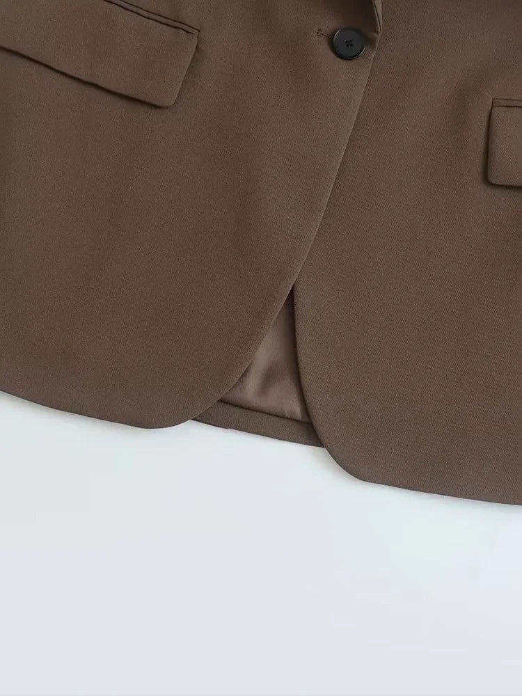 Blazer Marrom Botão Único Essence