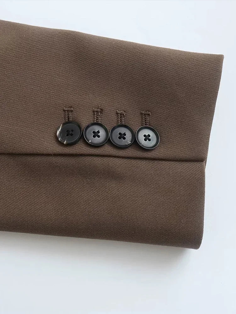 Blazer Marrom Botão Único Essence