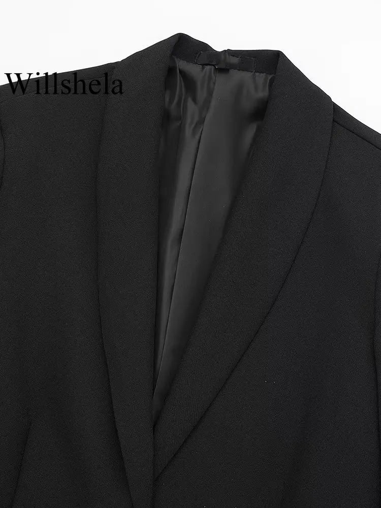 Blazer Preto Manga com Plumas
