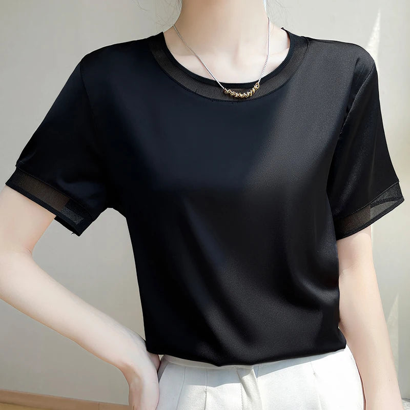 Blusa Seda Urbana com Decote em V