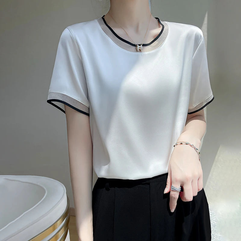 Blusa Seda Urbana com Decote em V