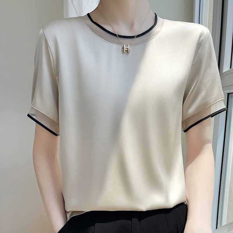 Blusa Seda Urbana com Decote em V