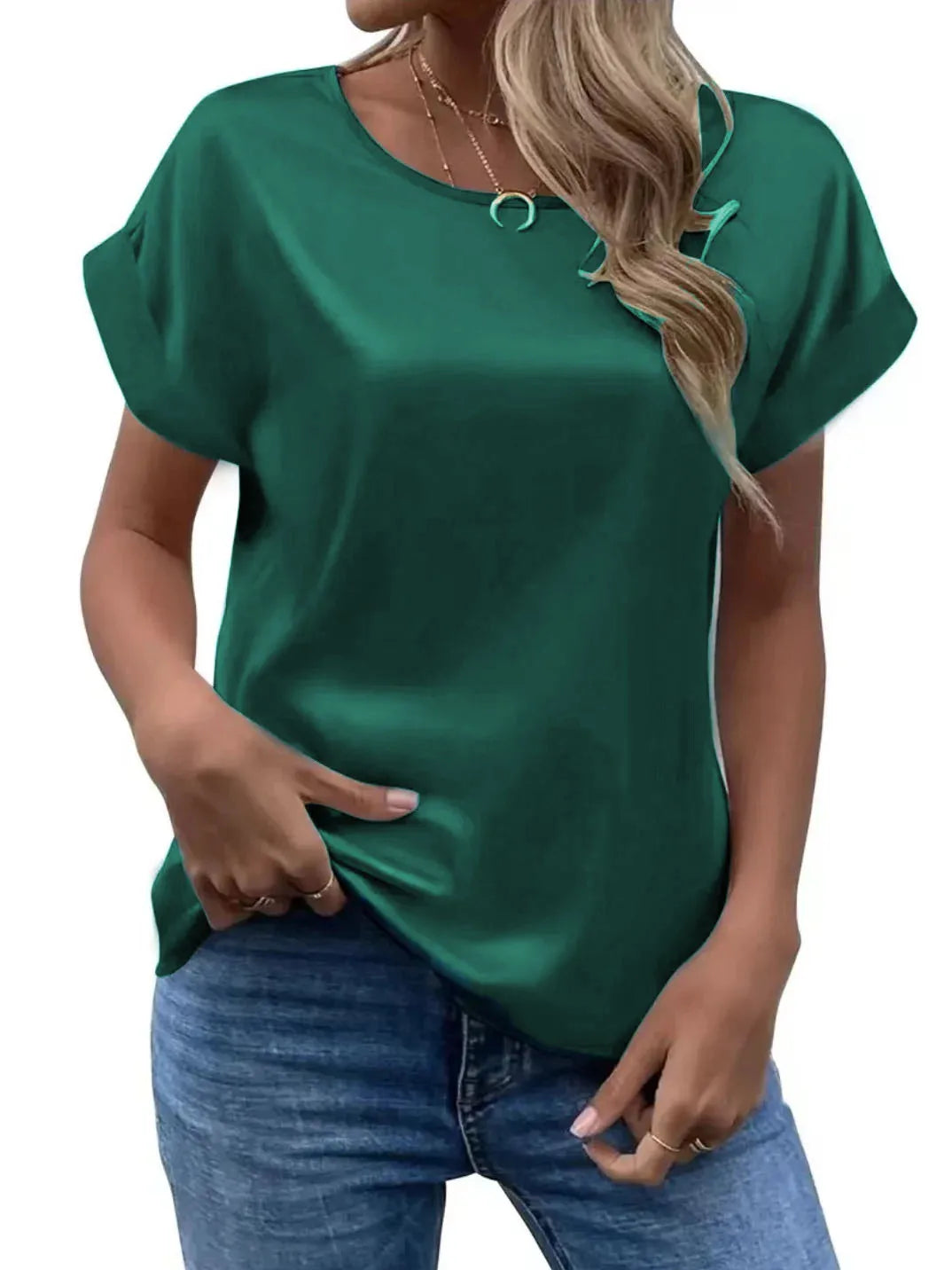 Blusa de Cetim com Manga Asa de Morcego