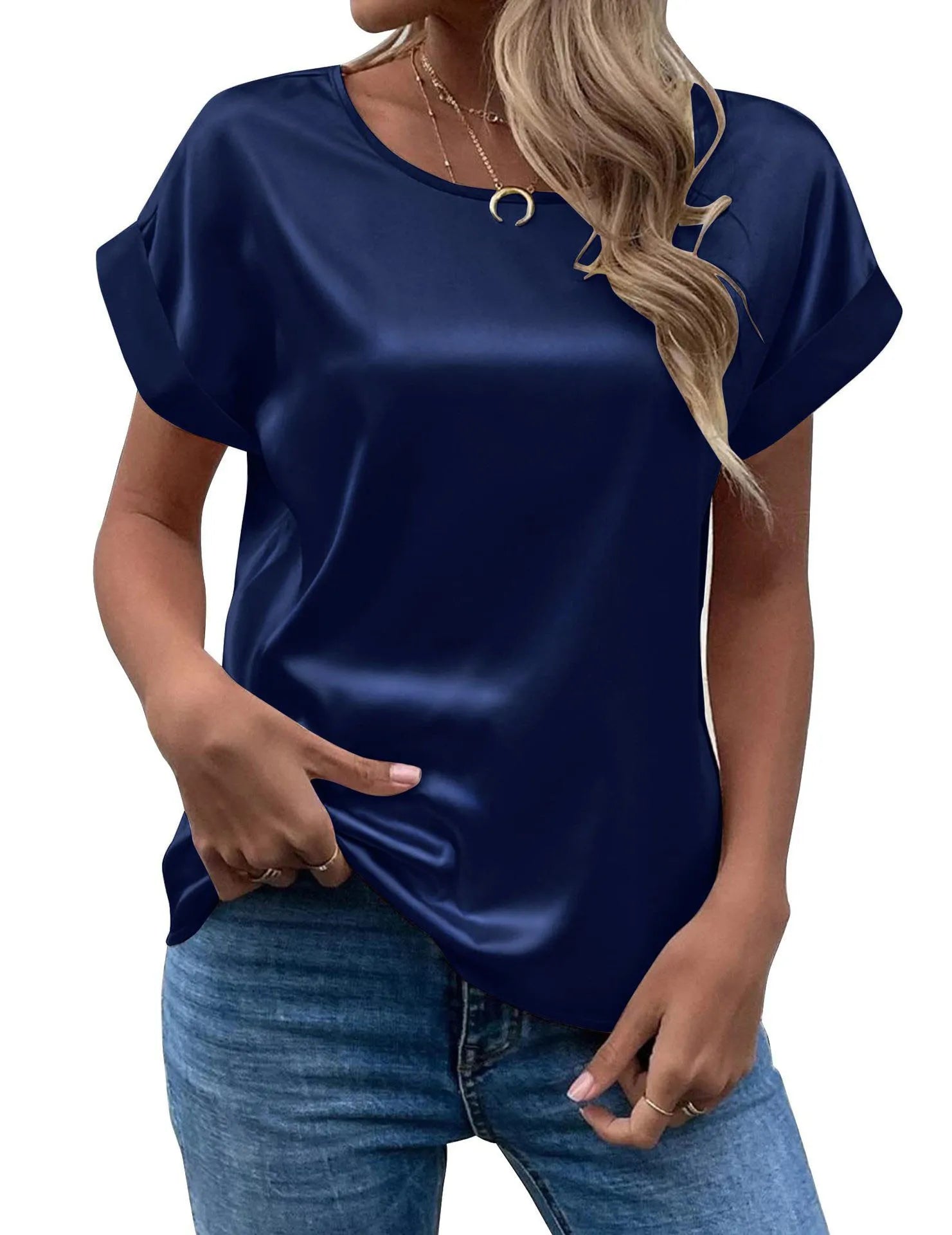 Blusa de Cetim com Manga Asa de Morcego