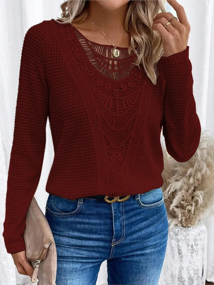 Blusa de Renda com Manga Longa