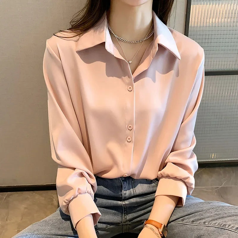 Camisa de Chiffon de Manga Longa