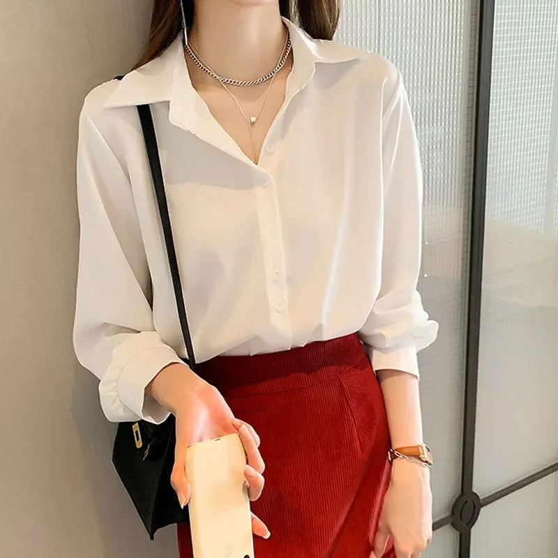 Camisa de Chiffon de Manga Longa