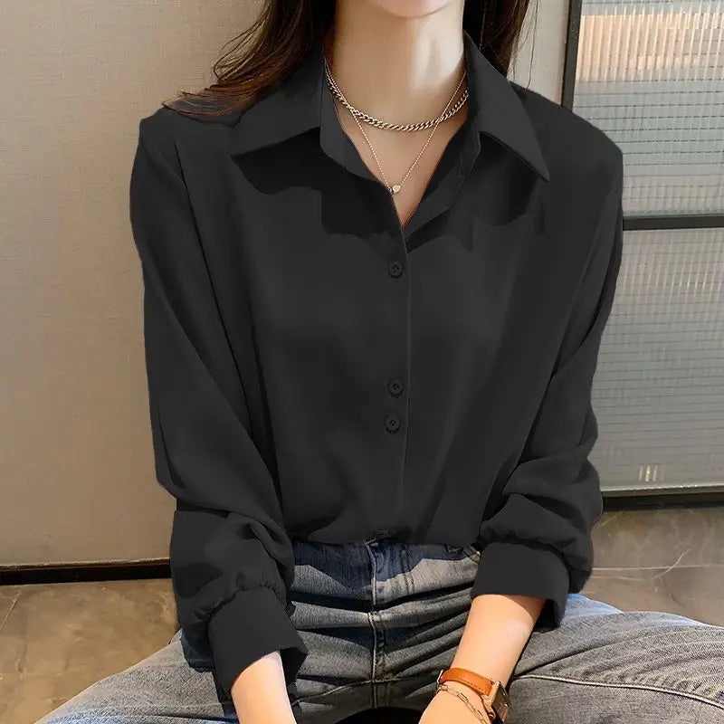 Camisa de Chiffon de Manga Longa