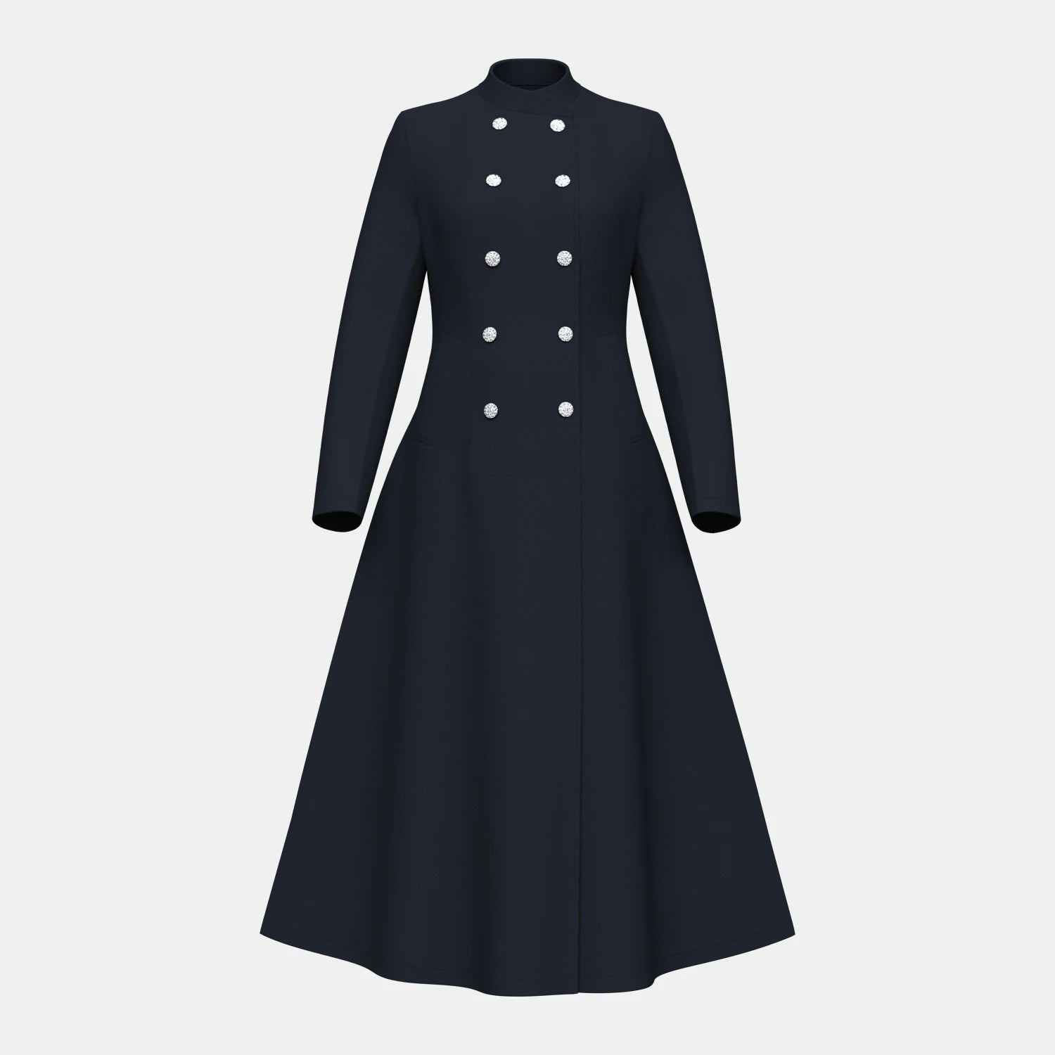 Casaco Azul Marinho Longo Feminino Francês