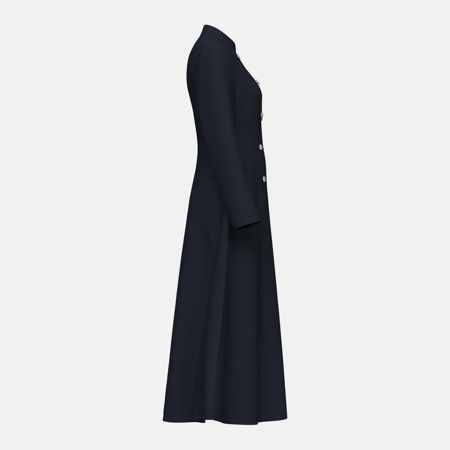 Casaco Azul Marinho Longo Feminino Francês