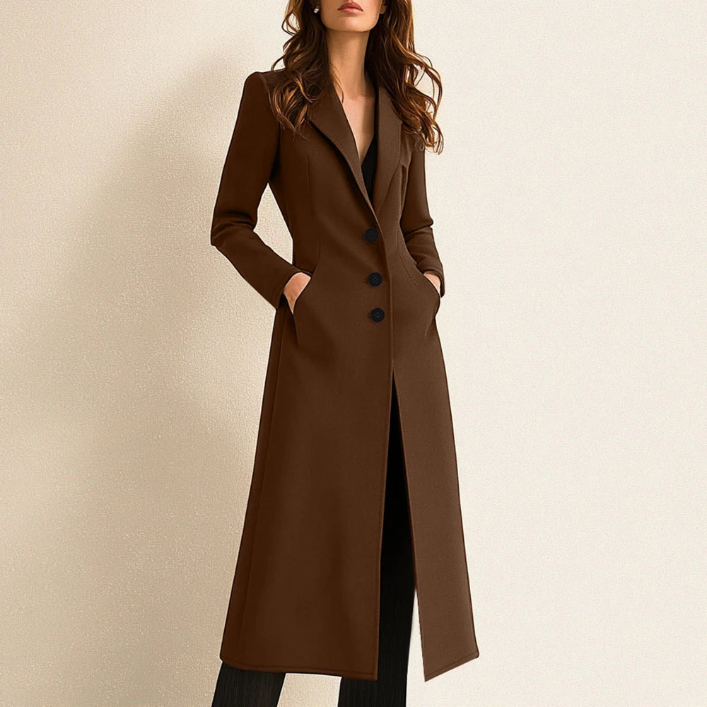 Casaco Marrom Longo Feminino Casual