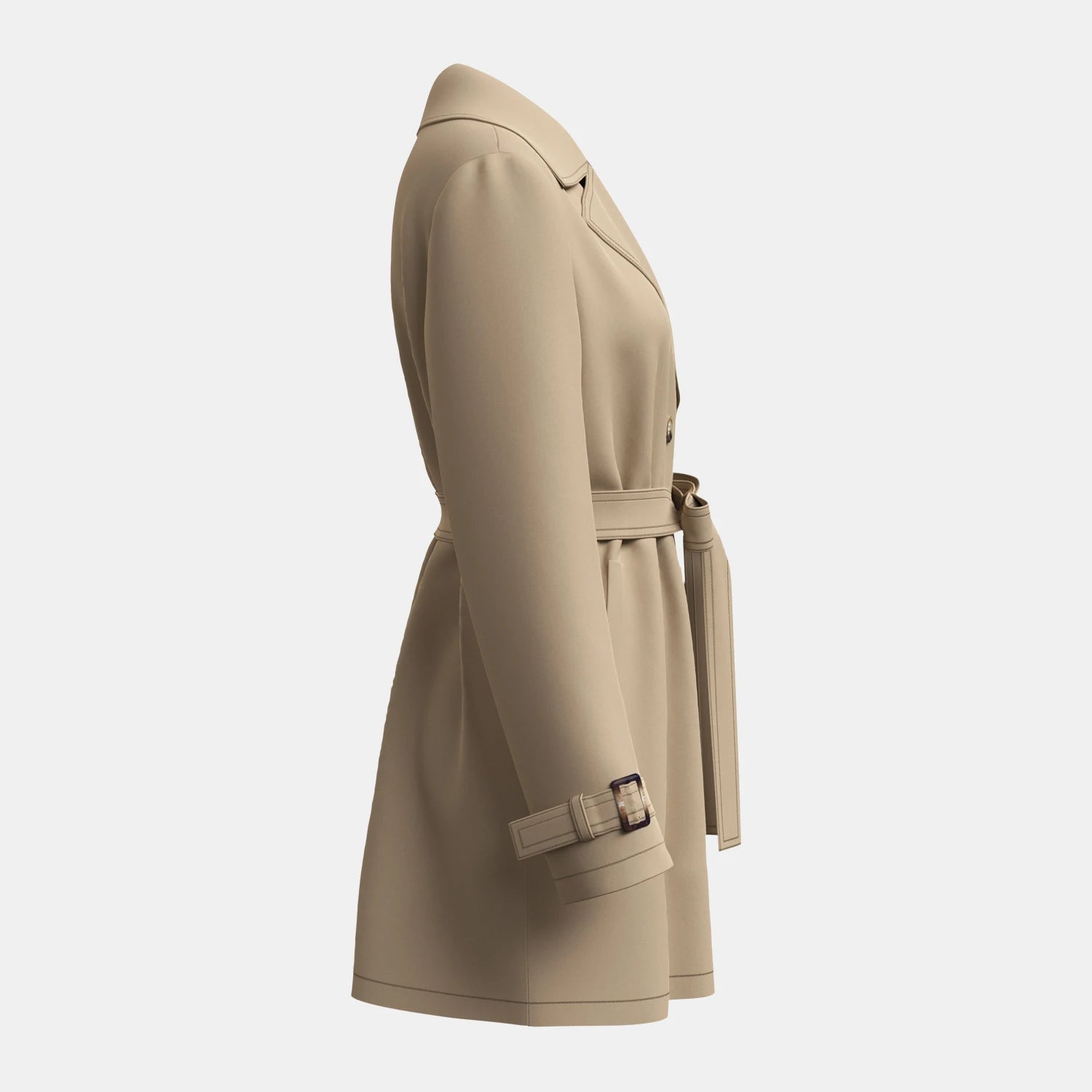 Casaco Trench Coat Bege Feminino Duplo Breasted