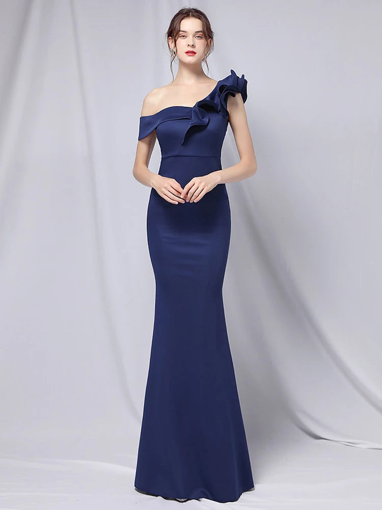 YIDINGZS-vestido de um ombro para mulheres, babados verdes, vestido maxi celebridade, sexy pescoço barra, vestido de festa longo, 18732