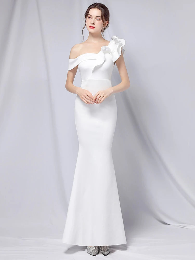 YIDINGZS-vestido de um ombro para mulheres, babados verdes, vestido maxi celebridade, sexy pescoço barra, vestido de festa longo, 18732