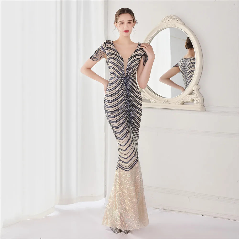 YIDINGZS-vestido de noite verde com decote em V profundo para mulheres, vestido maxi de festa sexy, vestido longo de baile