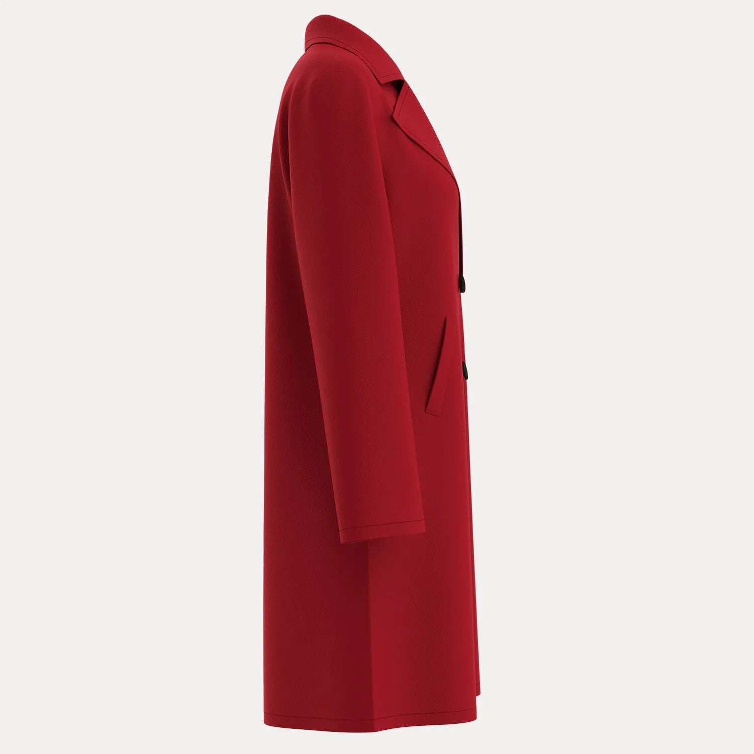 Sobretudo Vermelho Feminino Duplo Botões Liso