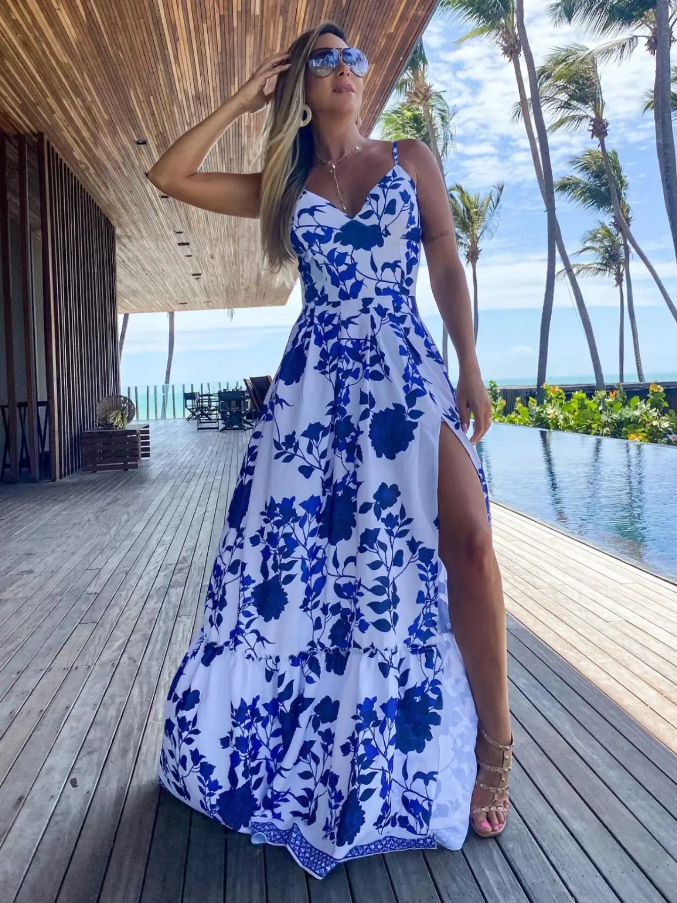 Vestido Azul Longo Santorini