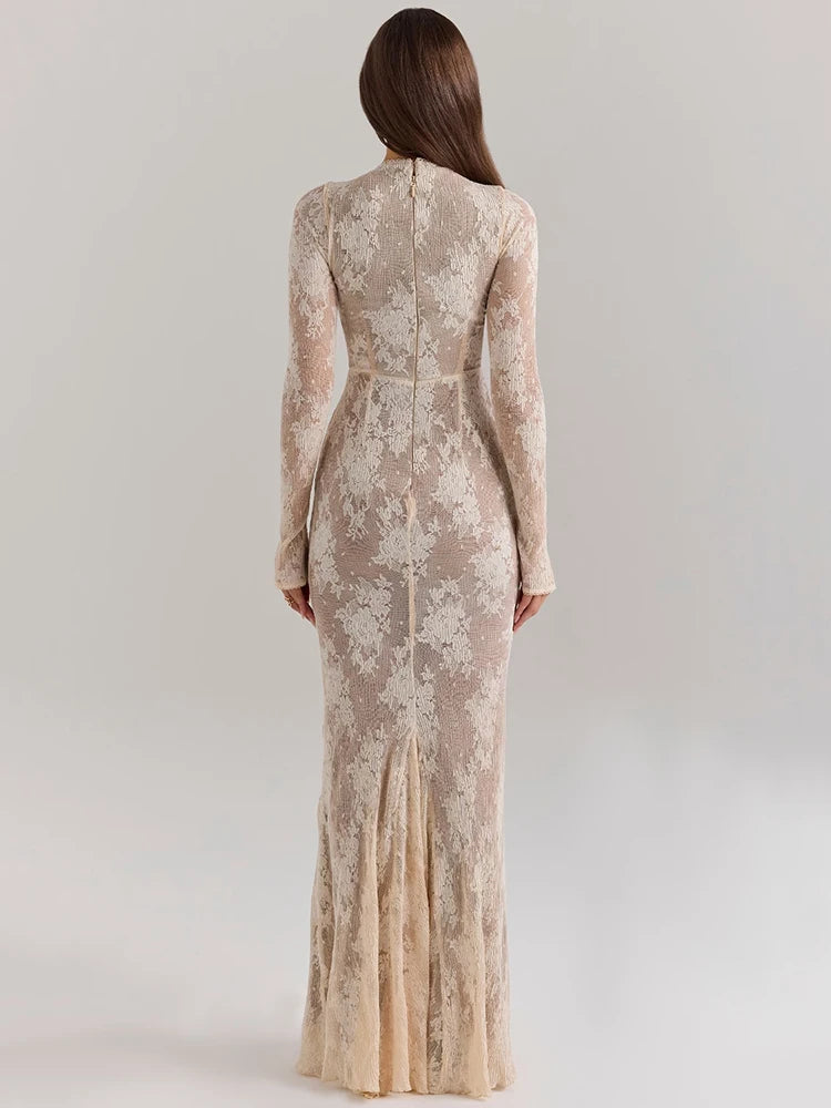 Vestido Branco Longo Renda Encantada Elegance Lace