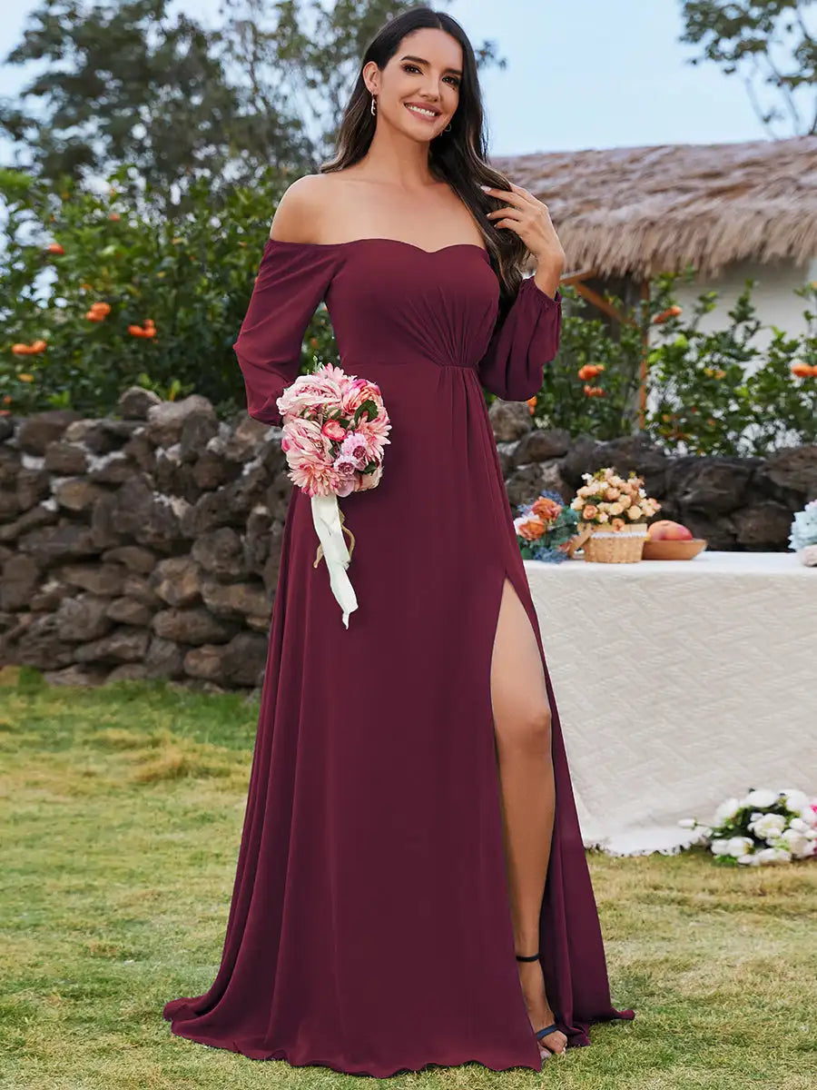 Vestido Longo Caliane com Manga Lanterna