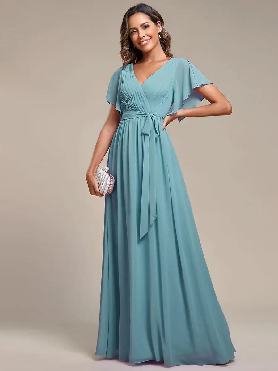 Vestido Longo Elzira Mangas com Babados