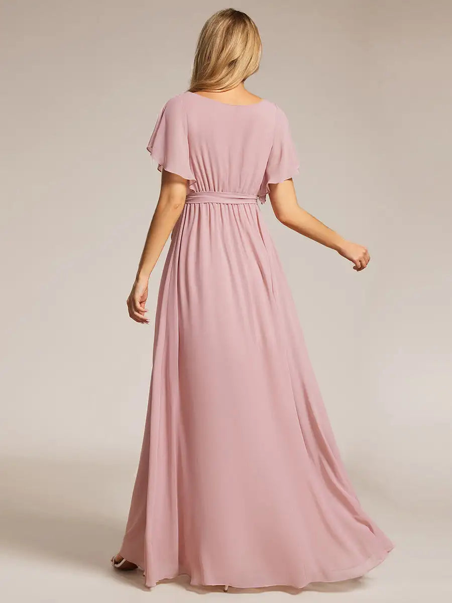 Vestido Longo Elzira Mangas com Babados