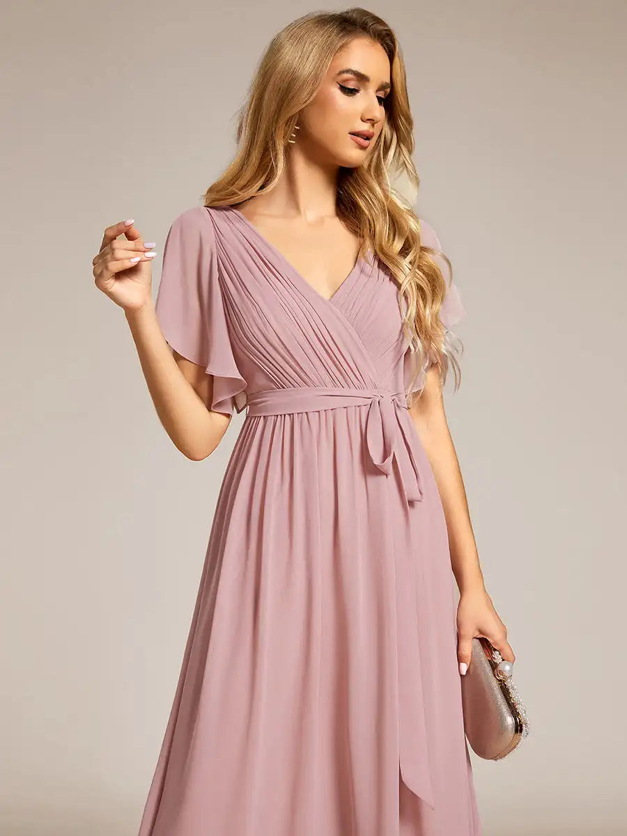 Vestido Longo Elzira Mangas com Babados