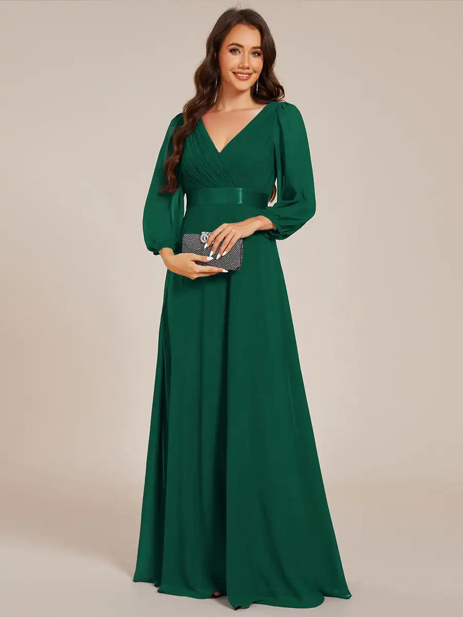 Vestido Longo Fiorenza Manga Longa