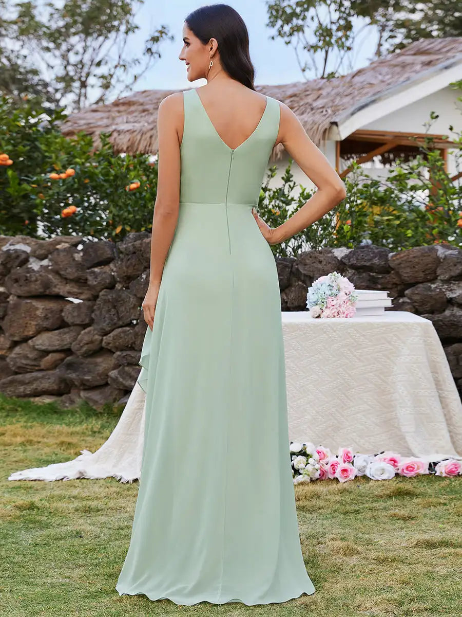 Vestido Longo Loriene Assimétrico Babados