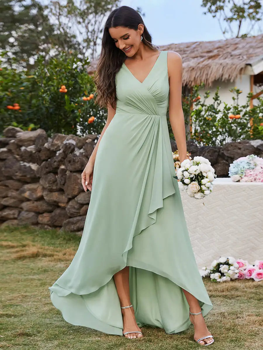 Vestido Longo Loriene Assimétrico Babados