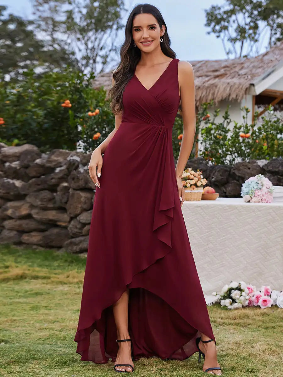 Vestido Longo Loriene Assimétrico Babados