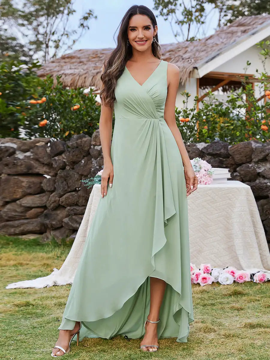 Vestido Longo Loriene Assimétrico Babados