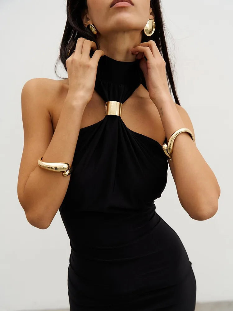 Vestido Longo Midnight Aura Gola Alta