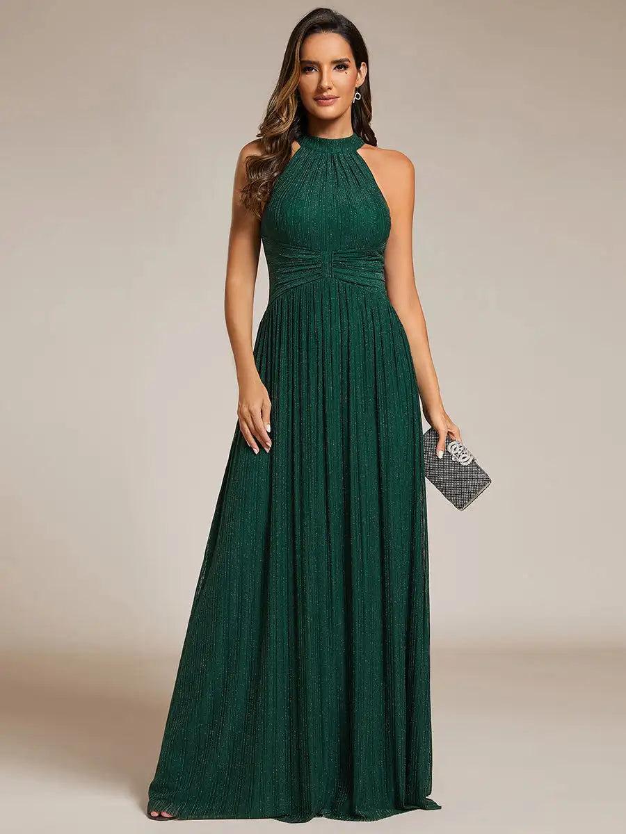 Vestido Longo Mirlene Brilhante Cintura Império