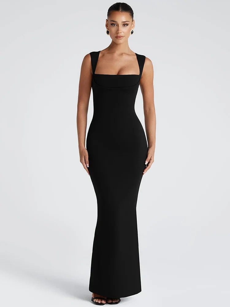 Vestido Longo Radiante Decote Quadrada
