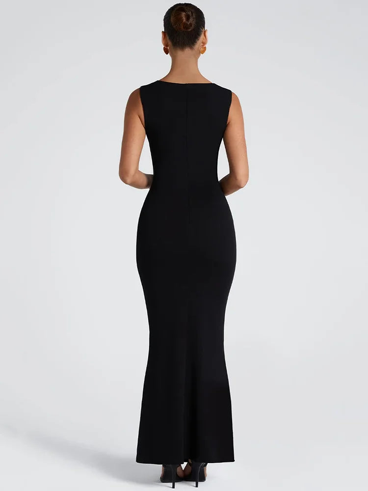 Vestido Longo Radiante Decote Quadrada