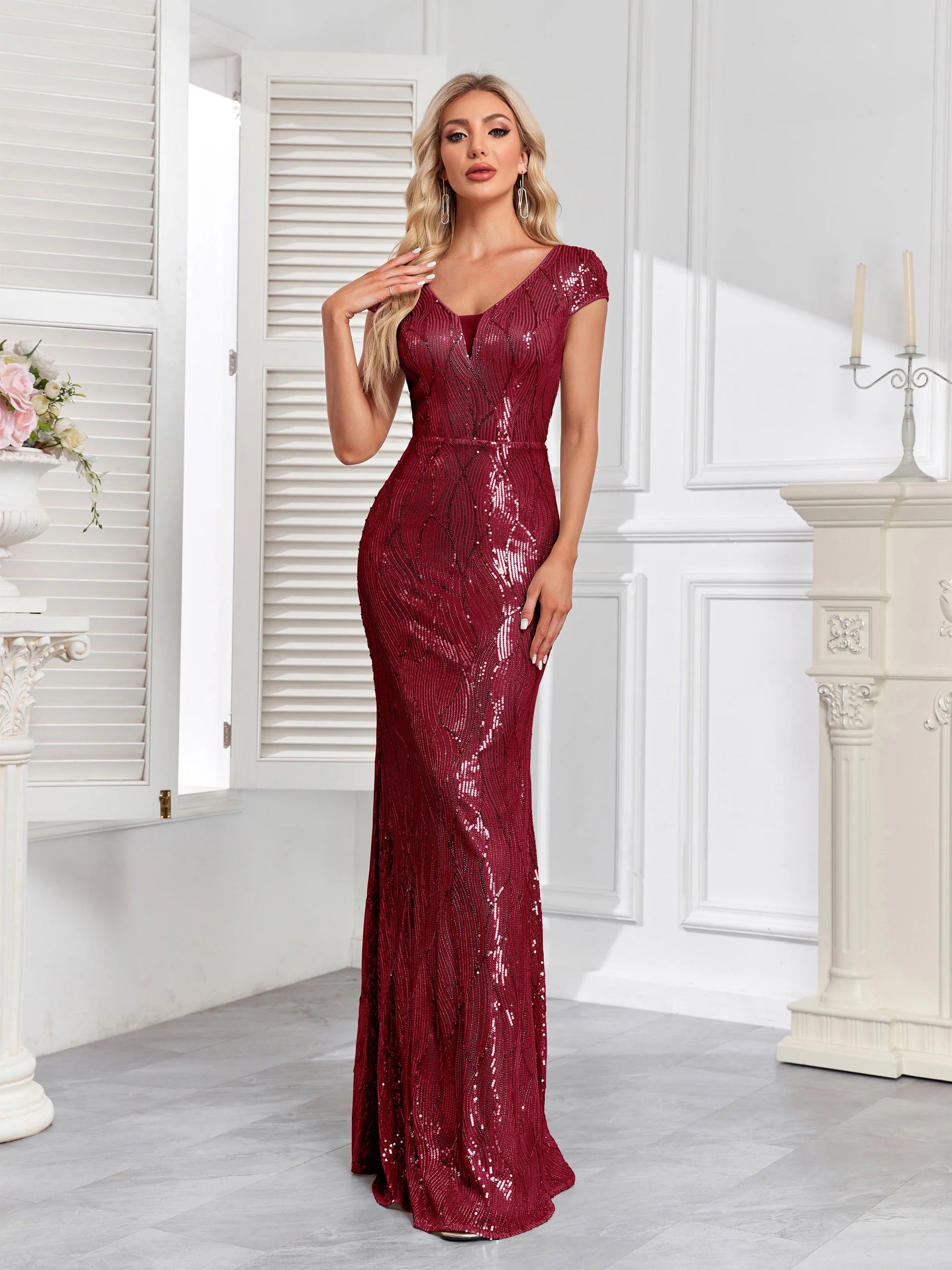 Vestido Longo com Lantejoula Noite Estelar