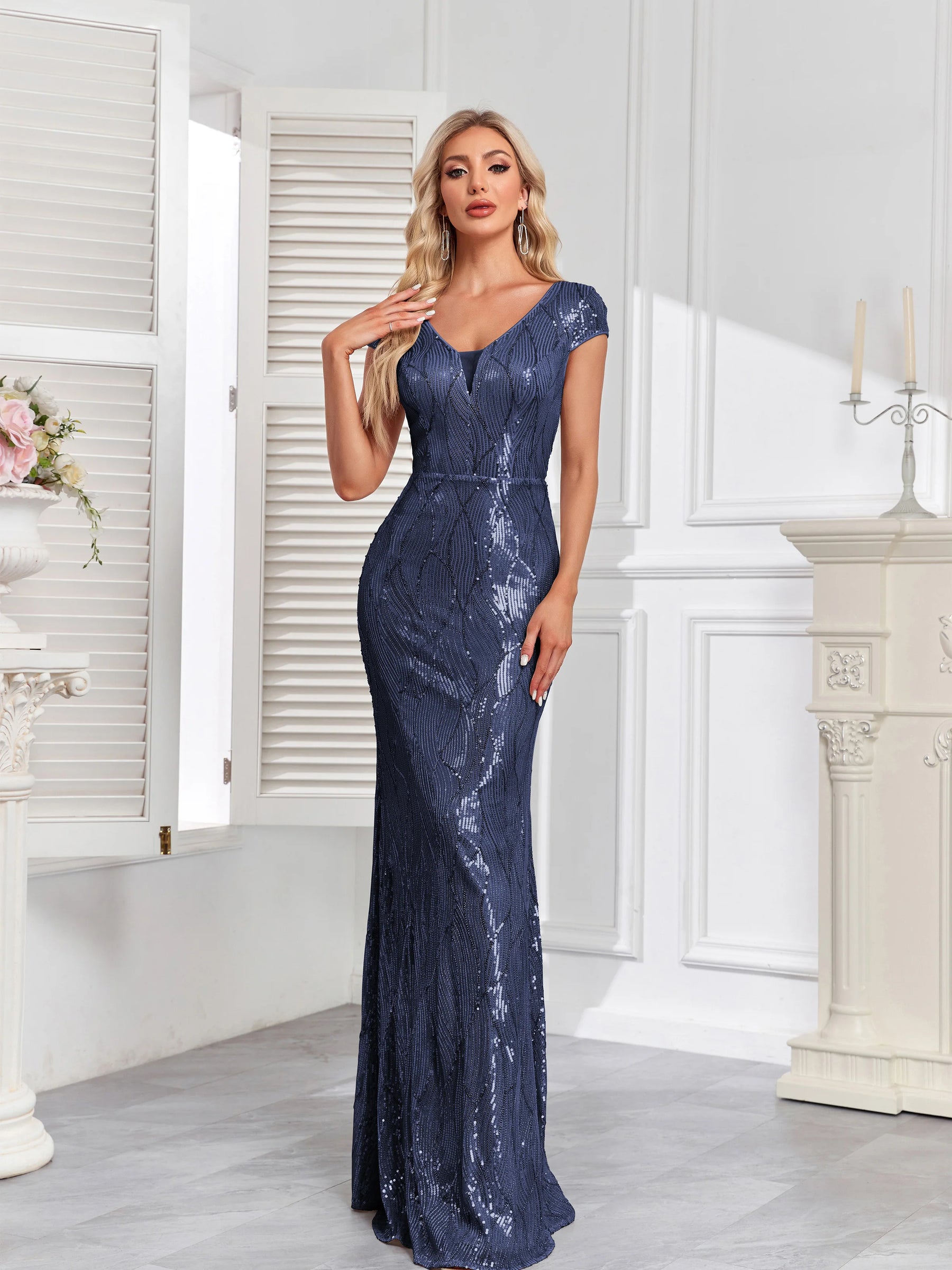 Vestido Longo com Lantejoula Noite Estelar