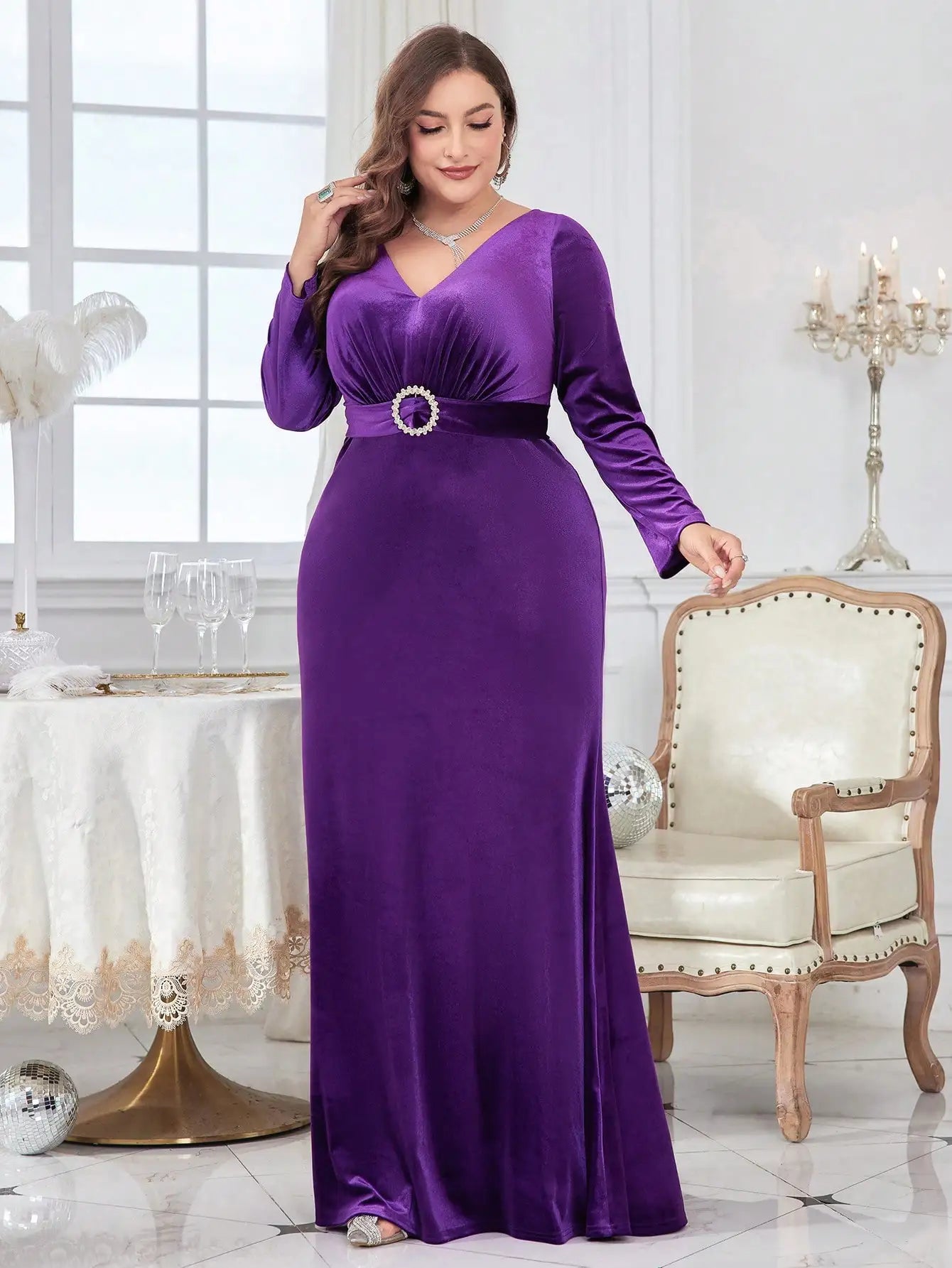 Vestido Roxo Longo Plus Size Kailane