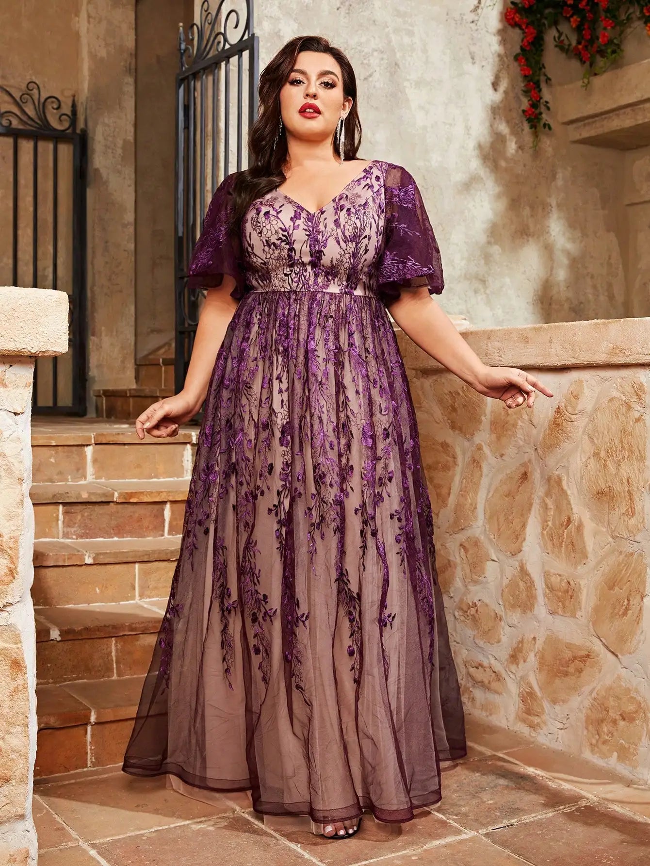 Vestido Roxo Longo Plus Size Uliana