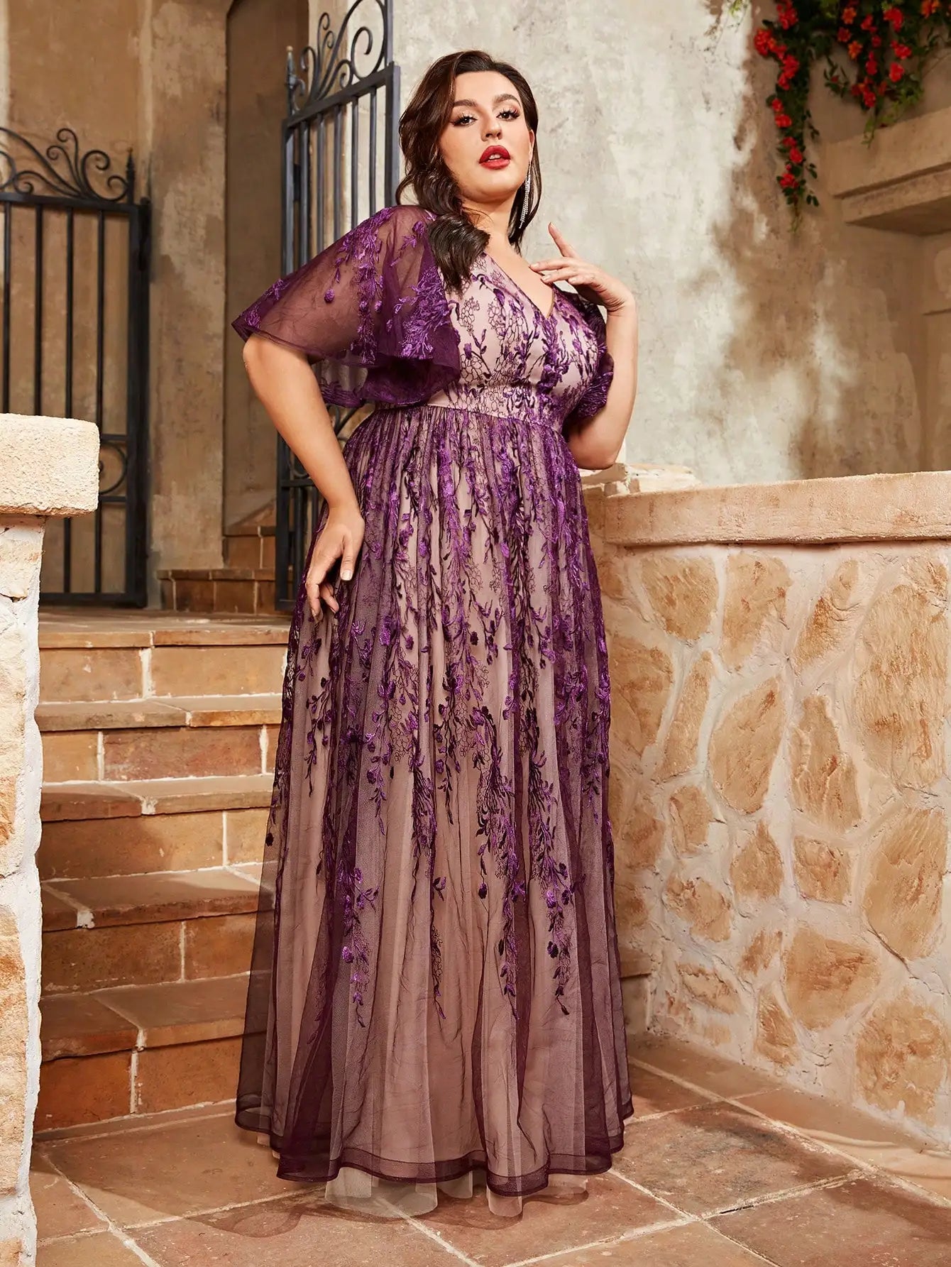 Vestido Roxo Longo Plus Size Uliana