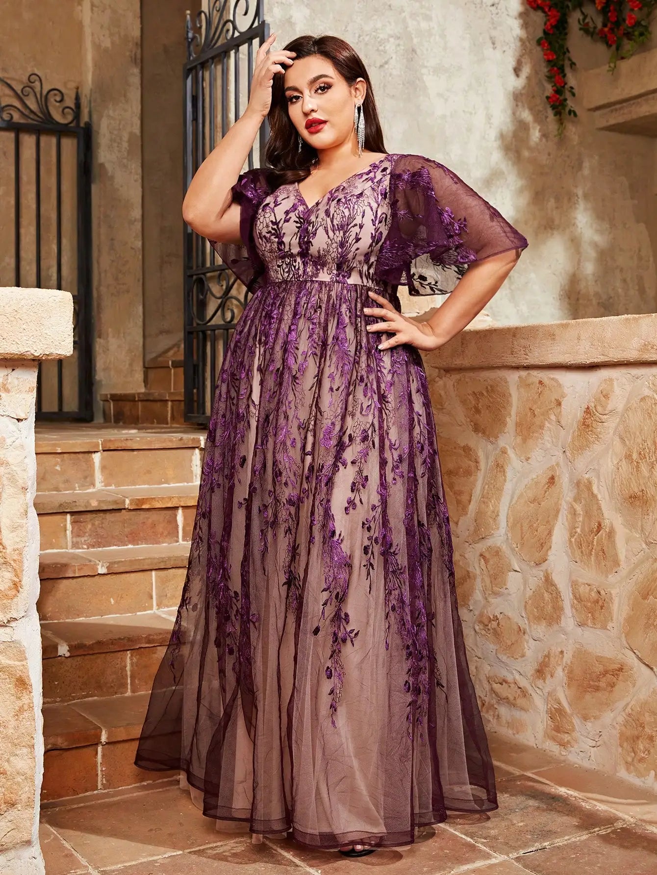 Vestido Roxo Longo Plus Size Uliana