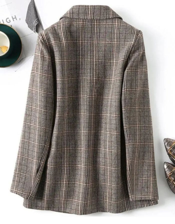 Blazer Bege Xadrez Feminino Carolina