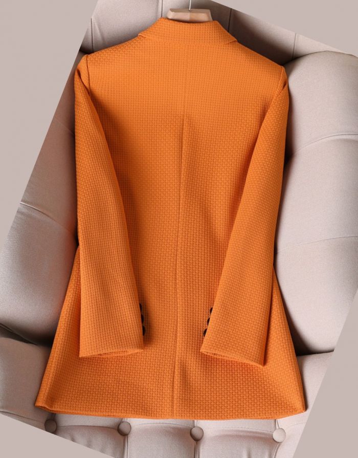 Blazer Laranja Feminino Xadrez Manga Longa