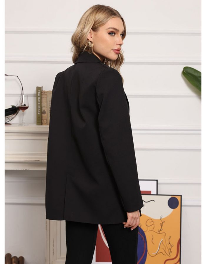 Blazer Preto Feminino Trespassado Duplo