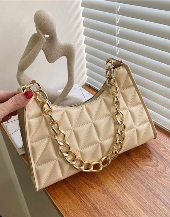 Bolsa Bege Feminina Matelassê Corrente
